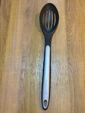Calphalon Nylon & Silicone Long Handle Black & Grey Slotted Spoon 13.5”